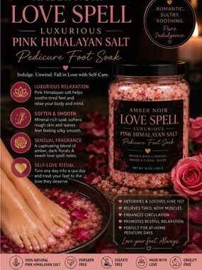 Hand Crafted Amber Noir Pink Himalayan Salt Pedicure Soak